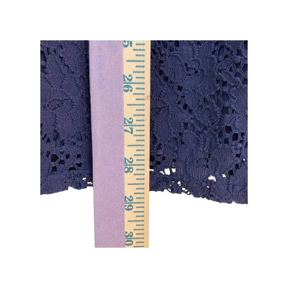 Laundry by Shelli Segal Dress Medium Blue Crochet Lace Bell Sleeve Square Neck - Picture 5 of 7
